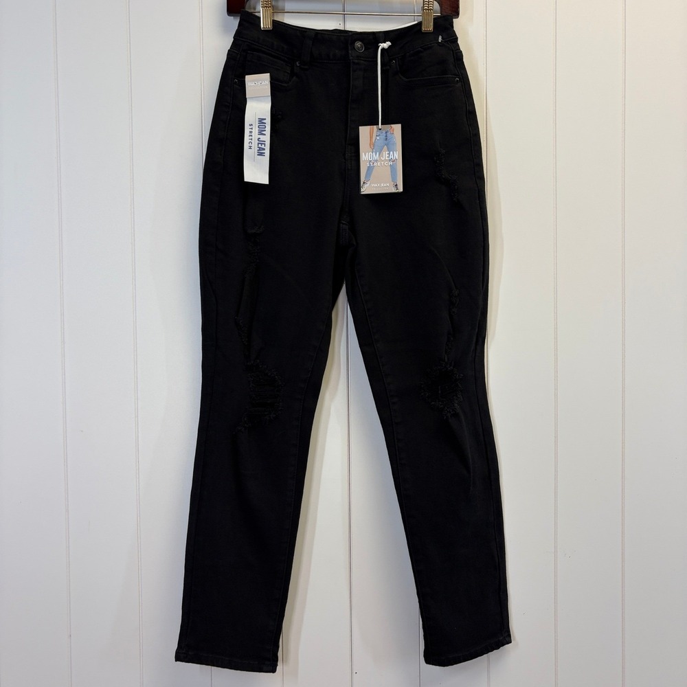 Wax Jeans Distressed Denim Mom Jeans Women 3/26 Stretchy Grunge Edgy Streetwear